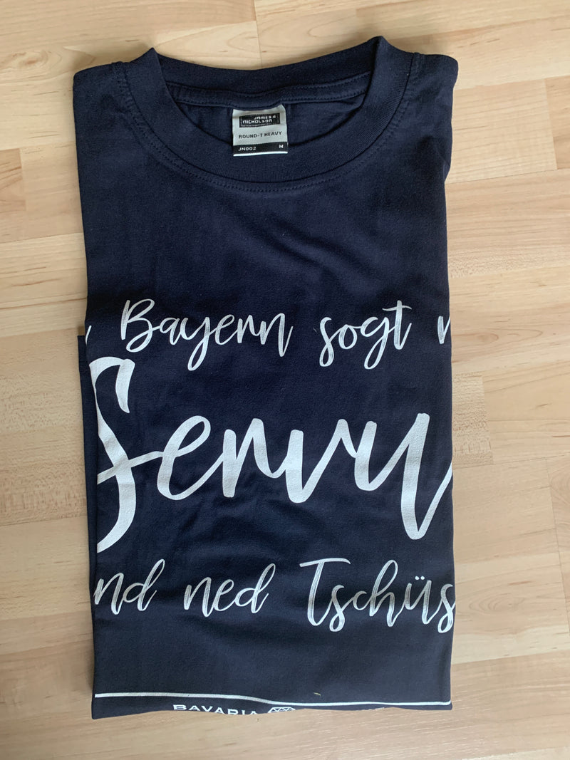 T - Shirt Herren "In Bayern sogt ma Servus und ned Tschüss" Navy Gr. M