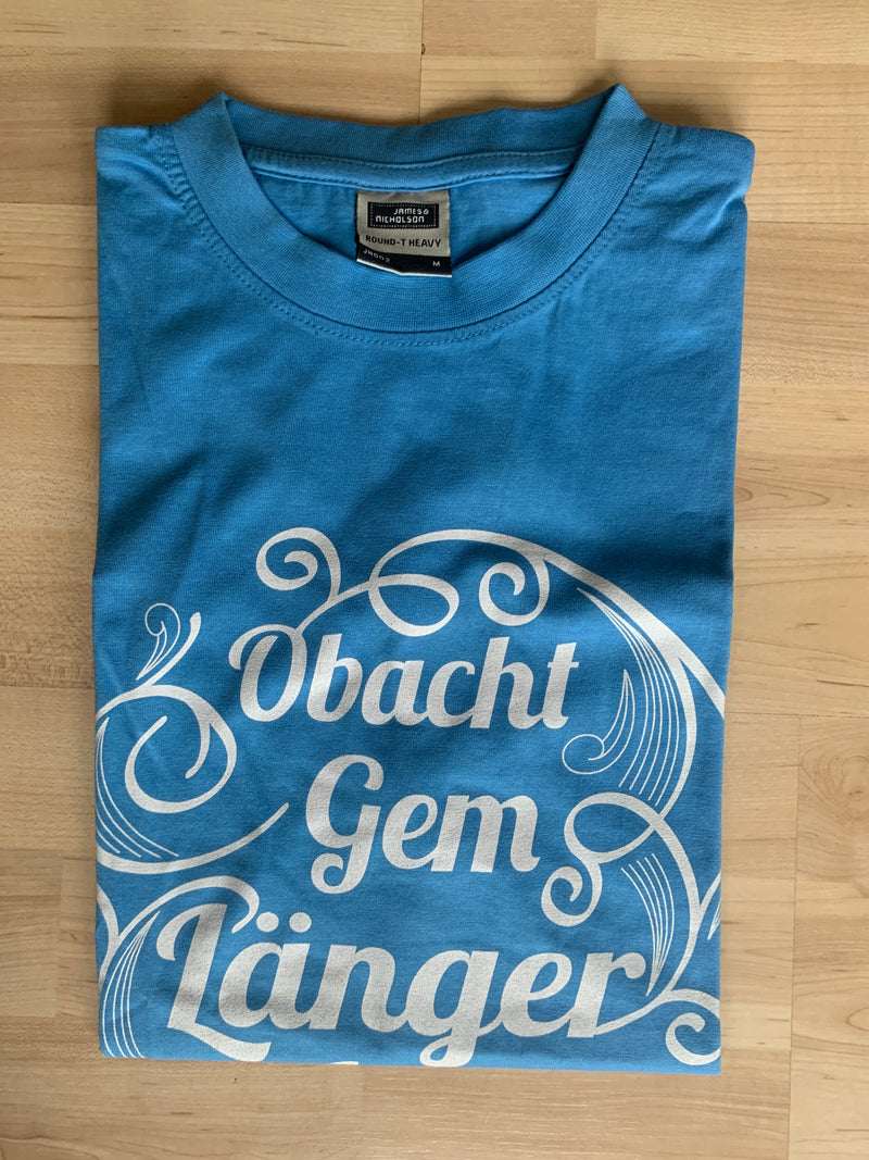 T - Shirt Herren "Obacht Gem Länger Lem" Hellblau Gr. M